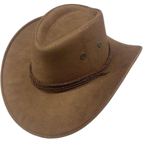 テンガロンハット スエード つば広 カウボーイ ウエスタン メンズ 帽子 ワイルド 男性(ココナッツ...