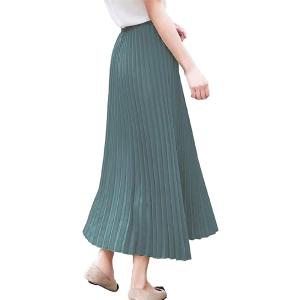 スリーピングシープAライン プリーツ フレア ロング ベーシック スカート 裏地付き マキシ丈(10...