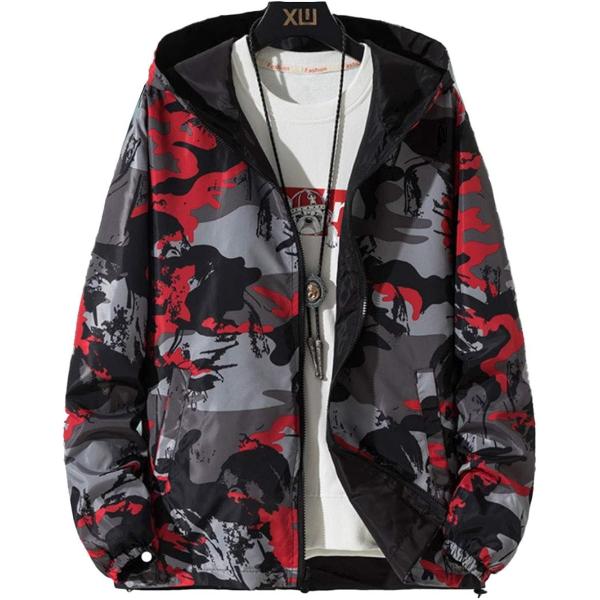 アマツ リバーシブル ジップアップ パーカー ウインドブレーカー カジュアル アウター 柄 メンズ ...