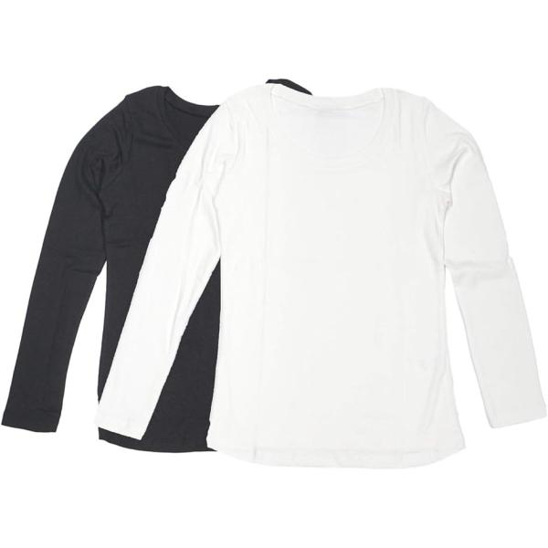 スリーピングシープ やわらか コットン 快適 長袖 Tシャツ 綿 フライス 丸首 クルーネック 黒・...