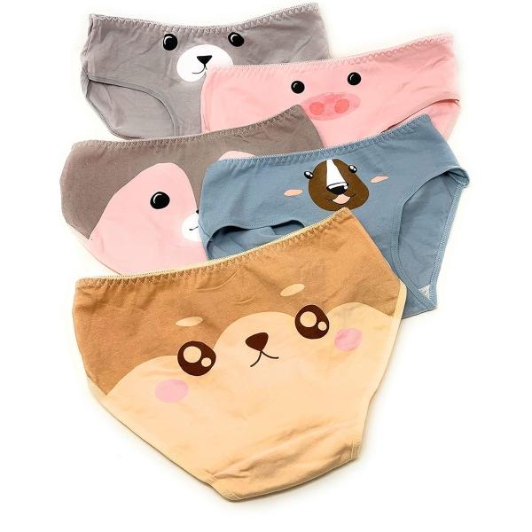 大きいサイズ リアルJSシリーズ XL かわいい アニマル プリント ショーツ 5色セット(ピンク、...