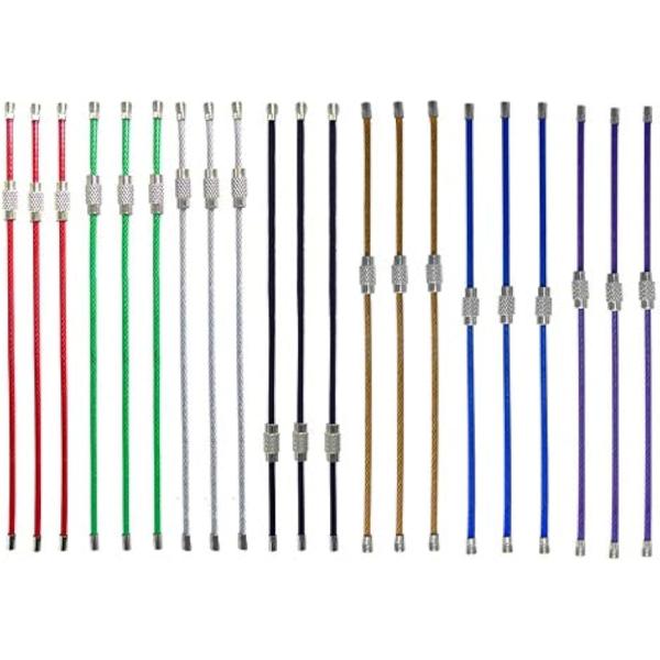 ワイヤーリング ワイヤーキーホルダー ネジ式 キーリング ステンレス製 カラフル 紛失 盗難防止 7...