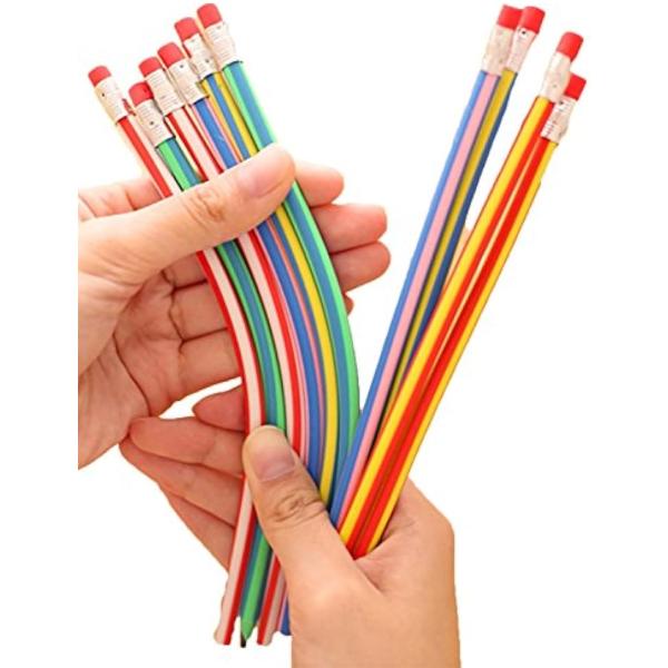 曲がる 鉛筆 芯が折れない おもしろ 文房具 えんぴつ ストライプ カラー 5色 50本 セット(5...