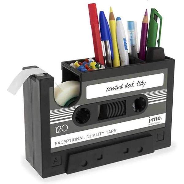 デスク オーガナイザー カセットテープ おしゃれ ペン 立て スタンドテープカッター 付き 多機能 ...