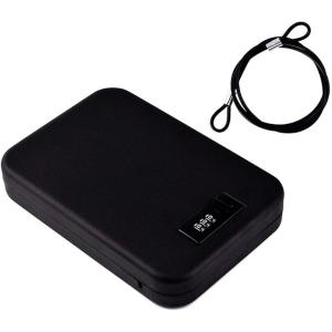 ダイヤル式 ポータブル 金庫 ミニ 保管 ボックス 専用ワイヤー付 ブラックプライベート ロック 防犯収納 家庭用 ホテル(ブラック)