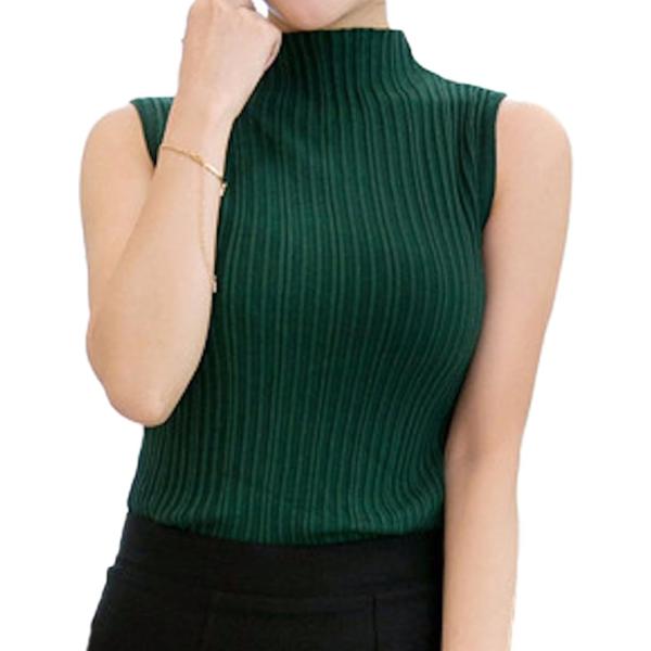 ノースリーブ タートルネック トップス カットソー レディース free (グリーン,  Free ...