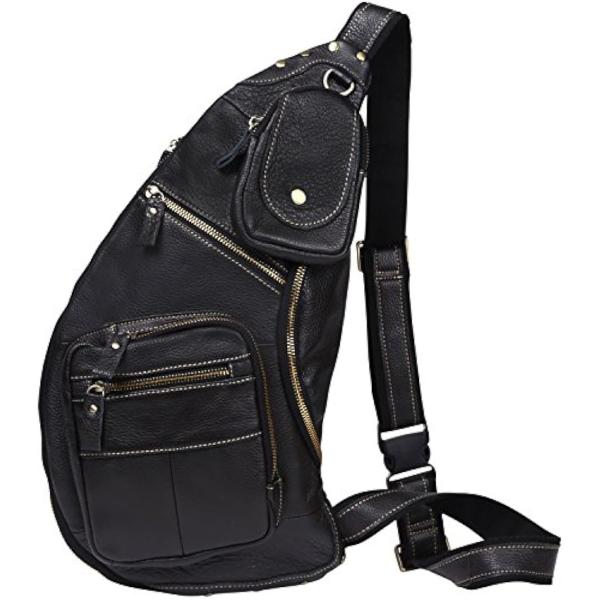 ボディバッグ 本革 メンズ レザー ショルダーバッグ 斜めがけ レディース 全6色 (ブラック)