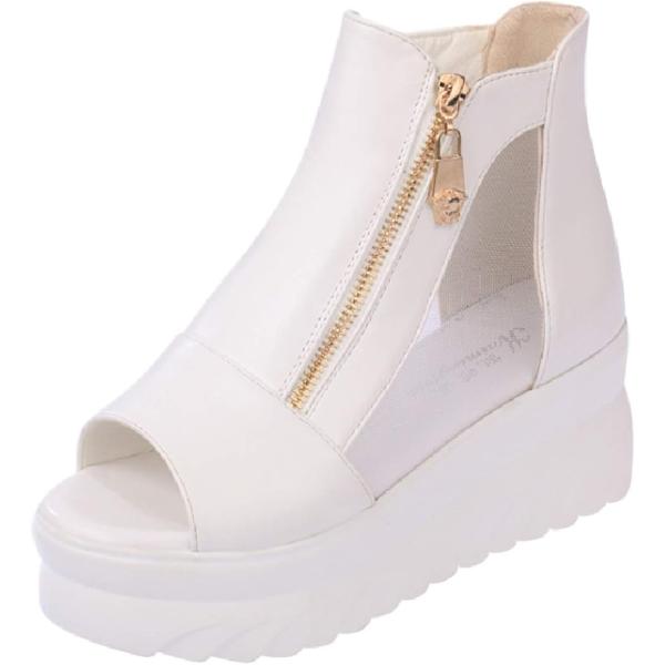 厚底 靴 シューズ 軽量 サンダル おしゃれ ショート ブーツ ヒール 厚底シューズ ペタンコ (ホ...