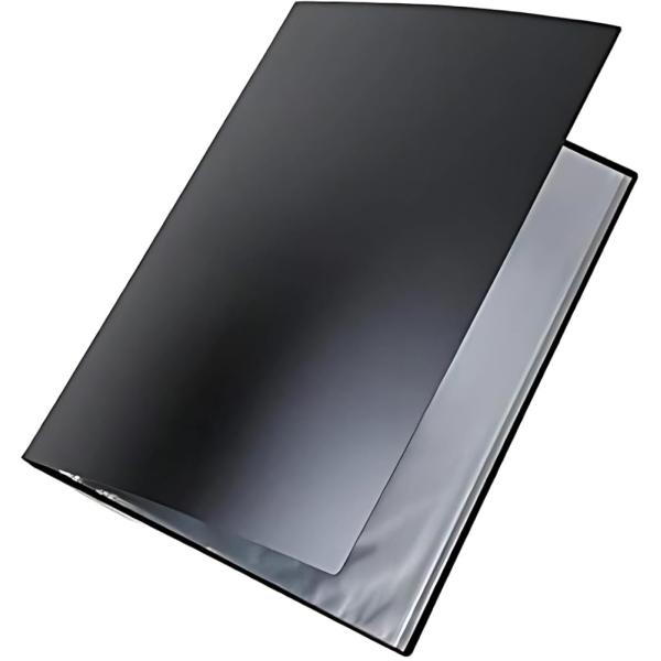 B3 クリアファイル 最大80枚収納 ポケット40枚 ポスター 賞状 新聞紙 画用紙(ブラック,  ...