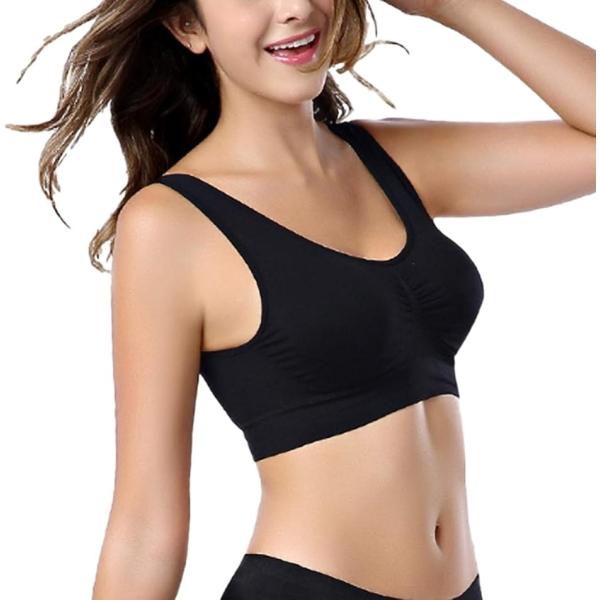 カナエルン3枚組 スポーツブラ ナイトブラ ノンワイヤー ブラジャー 育乳(ブラック,  L(80B...