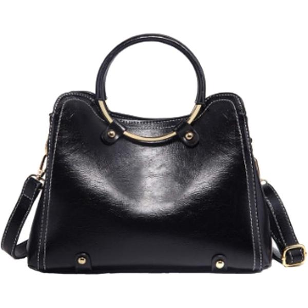 ハンドバッグ レディース 小さめ フォーマル ショルダー 斜めがけ シンプル(ブラック)