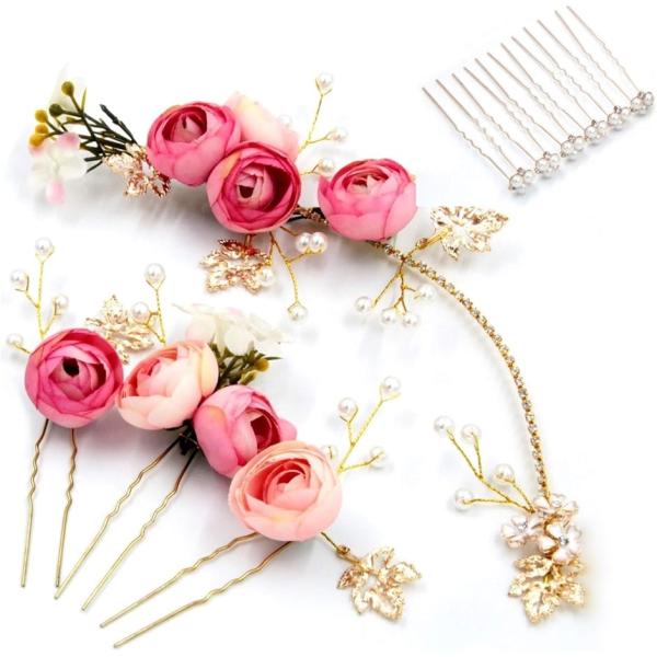 フラワー 髪飾り 花飾り パール ヘッドドレス ウェディング 結婚式 ブライダル レディース (オー...