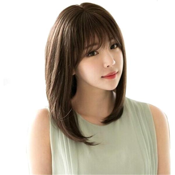 カラーが選べる 清楚系 セミロング ウィッグ ネット付 さらさら ストレート(ブラウン.)
