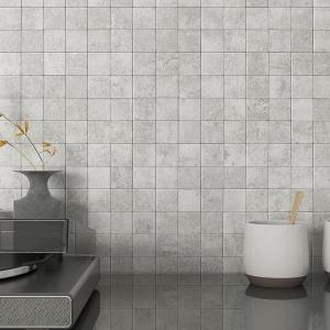 大理石調 タイルシール 防水 耐熱 キッチン 正方形 貼り付け タイルシート キッチンパネル 壁 MDM(ライトグレー, 260x260mm)