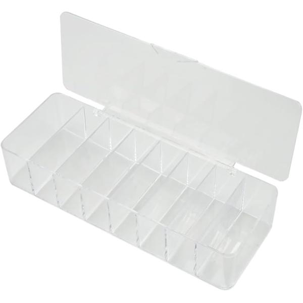 コンタクト収納ケース 蓋付き 8列 仕切り 中が見える アクセサリー 持ち運び 旅行 出張(クリア)