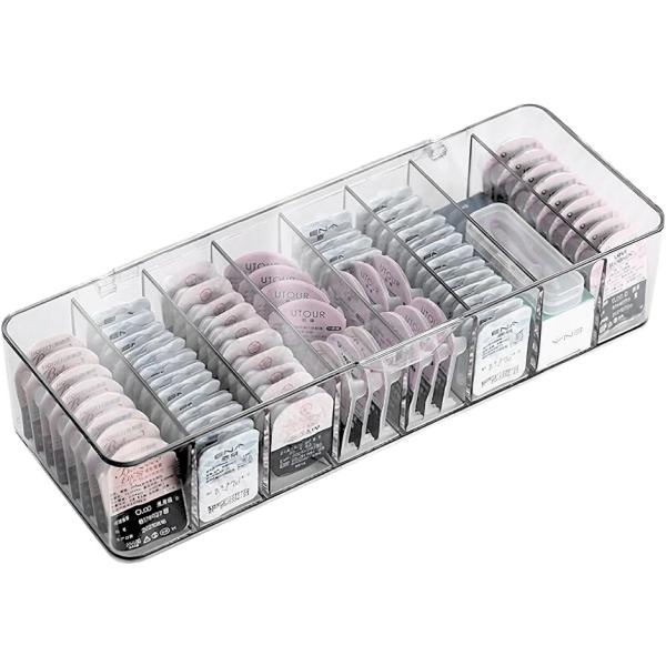 コンタクト収納ケース 蓋付き カラコン ワンデー 使い捨て 大容量(グレー)