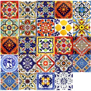 タイルシール 壁紙シール アンティーク キッチン 防水 10x10cm 24枚セット(カラフル, 10x10cm)