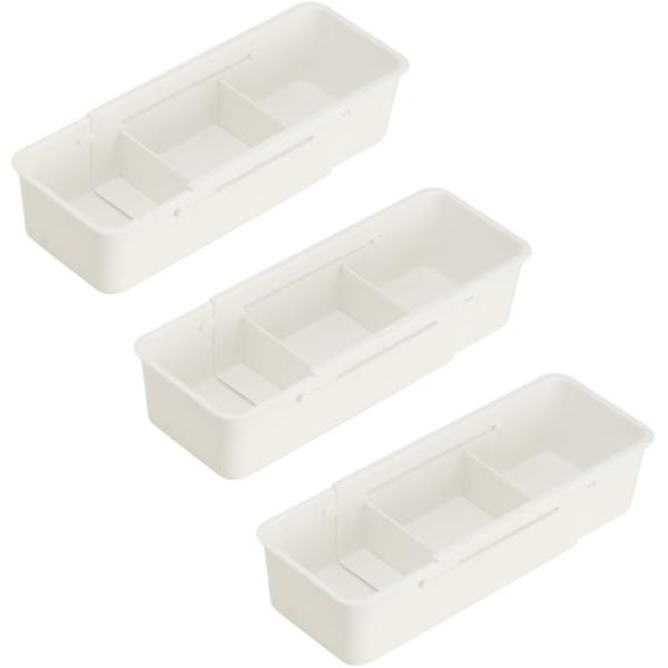 収納ボックス 収納ケース 台所収納 伸縮式 引き出し収納 27x9.7x6.3cm 3個セット(ホワ...