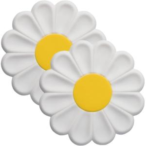 シリコンマット 2枚セット お花 耐熱 食事 ランチョンマット コースター 鍋つかみ 鍋敷き(ホワイト, 17x17x0.75cm)