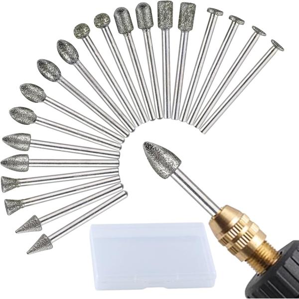 20点セット 研磨ダイヤモンドバリ 石彫りセット ホイール研削ヘッド 砥石研磨ヘッド 1/8インチ ...