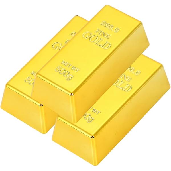 金塊 レプリカ 3個セット ゴールド 金の延べ棒 インゴッド おもちゃ 置物 オブジェ 飾り 装飾 ...