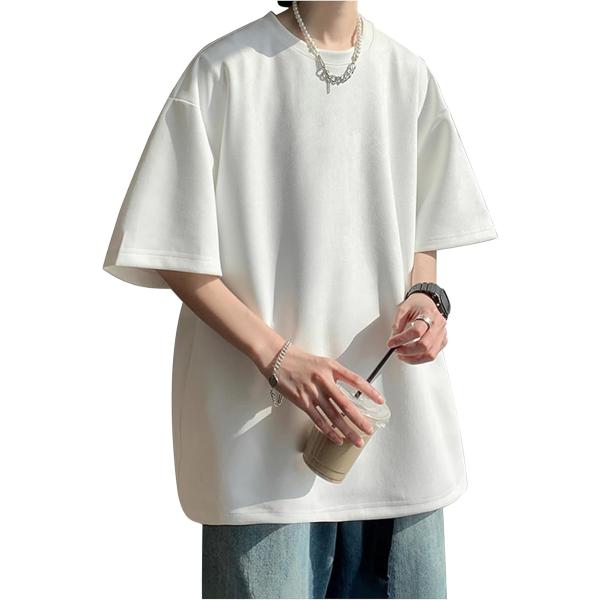 Tシャツ メンズ 半袖 夏服 シンプル トップス オーバーサイズ ビッグシルエット ワンカラー メン...