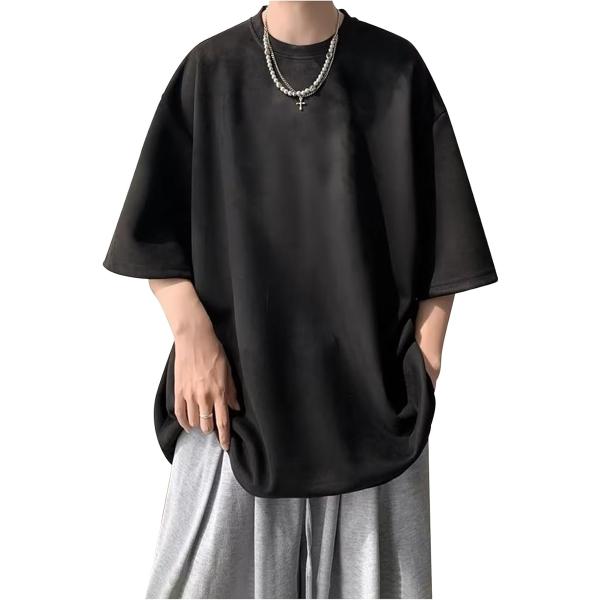 Tシャツ メンズ 半袖 夏服 シンプル トップス オーバーサイズ ビッグシルエット ワンカラー メン...