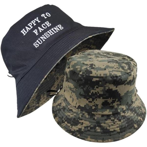 カモフラ柄 バケットハット リバーシブル ユニセックス 大きいサイズ 日焼け防止 アウトドア あご紐...