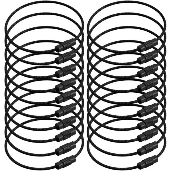 ワイヤーリング ワイヤーキーホルダー チェーン キーチェーン ワイヤーキーリング (ブラック20個セ...