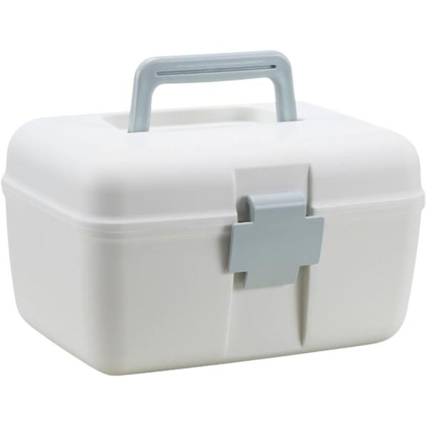 薬箱 おしゃれ かわいい 小型 救急箱 可愛い 北欧 ケース 軽量 ミニ 持ち運び 大容量 (ブルー...