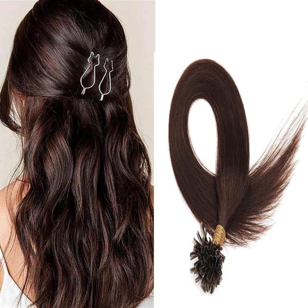 人毛 U TIP チップエクステ レミーエクステ カラー ウィッグ エクステンション 50本(4#,...