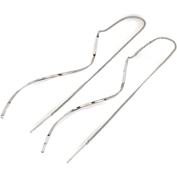 アメリカンピアス シャープ 曲線美 チェーンピアス レディース(シルバー,  小)