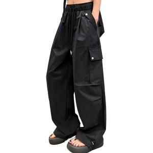 ワイド カーゴパンツ オーバーサイズ ビッグシルエット イージー ドローコード紐付き カジュアル レ...