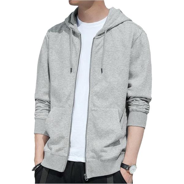 パーカー メンズ 薄手 ジップ ポケット付き フード付き ドライ UV カジュアル 長袖(グレー, ...