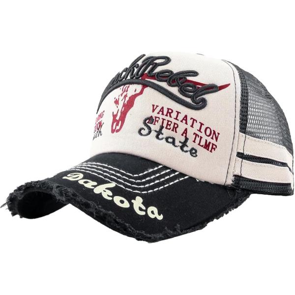 メッシュキャップ ダメージ アメカジ ベースボールキャップ メンズ/レディース(ブラック,  58....