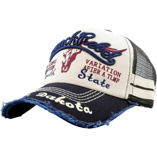 メッシュキャップ ダメージ アメカジ ベースボールキャップ メンズ/レディース(ネイビー,  58....