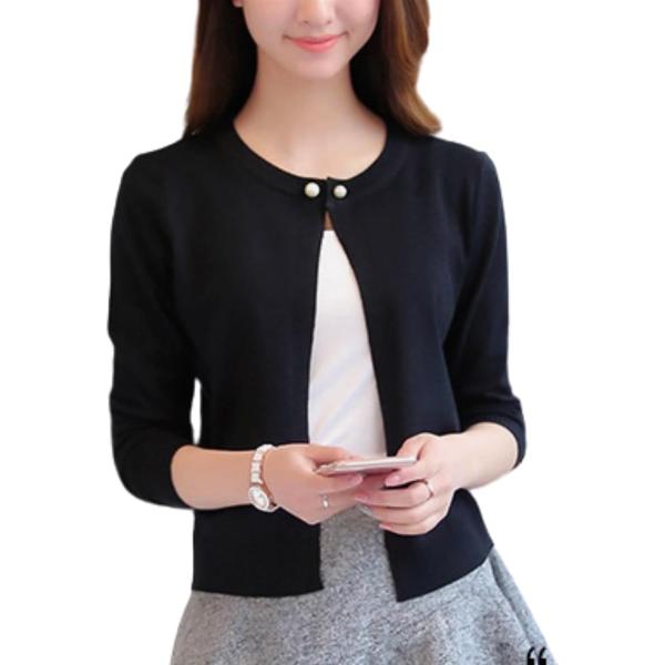 ニット カーディガン オフィス 冷房対策 長袖 薄手 パールアクセント レディース ショート丈 シン...