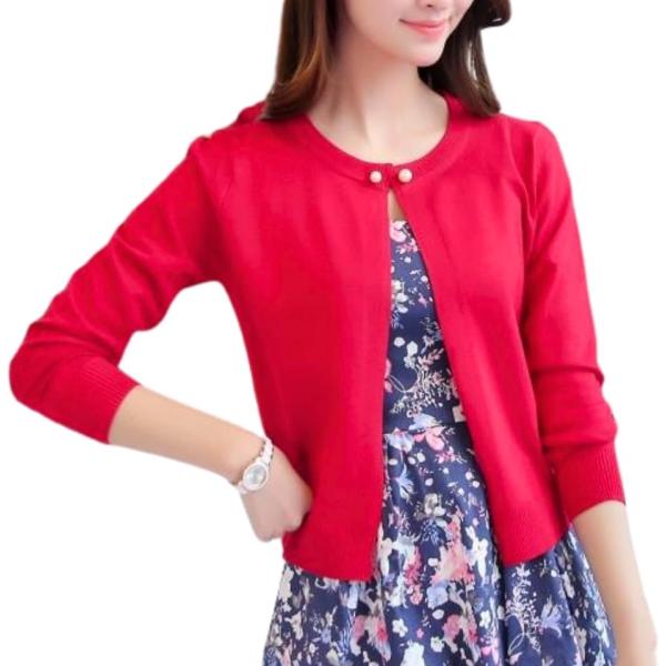 ニット カーディガン オフィス 冷房対策 長袖 薄手 パールアクセント レディース ショート丈 シン...