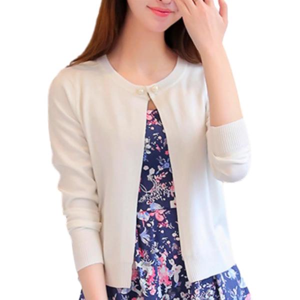 ニット カーディガン オフィス 冷房対策 長袖 薄手 パールアクセント レディース ショート丈 シン...