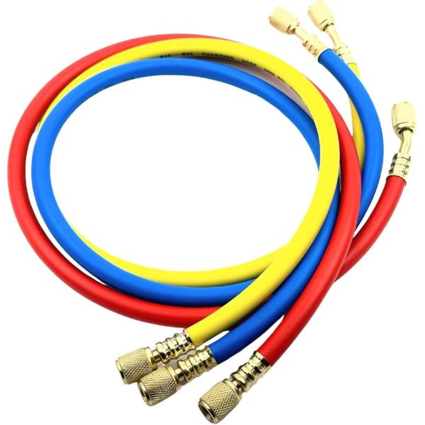 エアコンガス チャージホース 3本セット R134a R12 R22 R502 冷媒 対応 1/4フ...