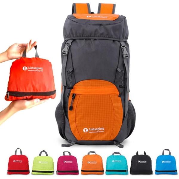 折りたたみ リュック 大容量 軽量 携帯 防水 35Ｌ ポケッタブル アウトドア 折り畳み(オレンジ...