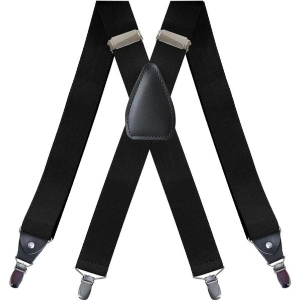 サスペンダー X型 幅35mm 4クリップ 幅広 ユニセックス 日本国内検品 (ブラック)