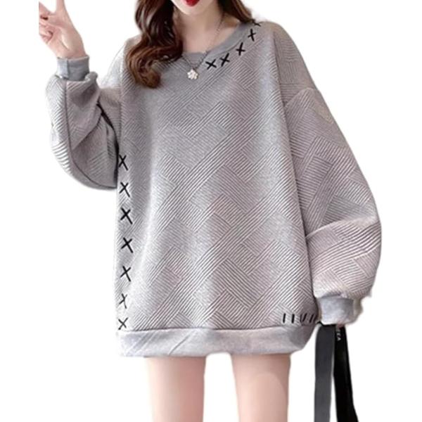 センス光る。 ロングトレーナー レディース ゆったり オーバーサイズ 体型カバー 可愛い 長袖 おし...