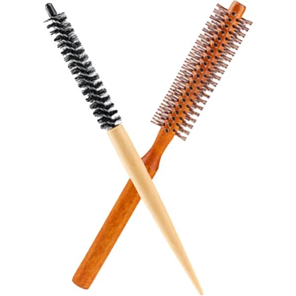 ロールブラシ 細い 短髪 前髪 メンズ レディース コンパクト(ブラウン,  ２本セット)