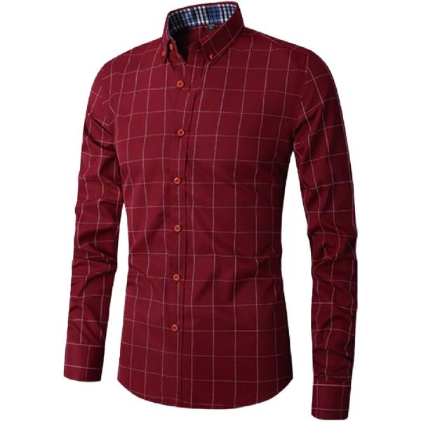 オフィスカジュアル メンズ シャツ ボタンダウンシャツ 襟付きシャツ 大きいサイズ ゴルフ(レッド,...