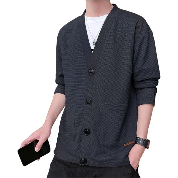 クロス Vネックカーディガン メンズ 長袖 大きめ ビジネス カジュアル 御洒落 アウター おしゃれ...