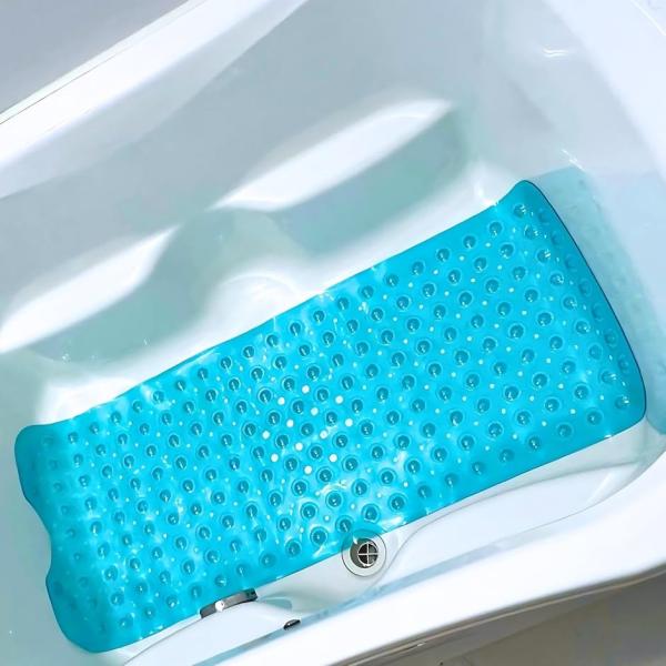 お風呂 すべり止めマット 100x40cm 浴槽内滑り止めマット 介護 転倒防止 抗菌(02 クリア...