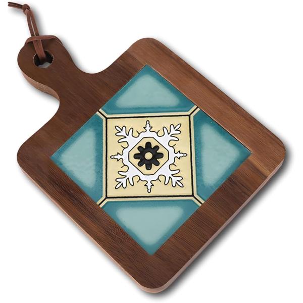 鍋敷き 木製 耐熱 タイル 北欧 ポットマット (8)