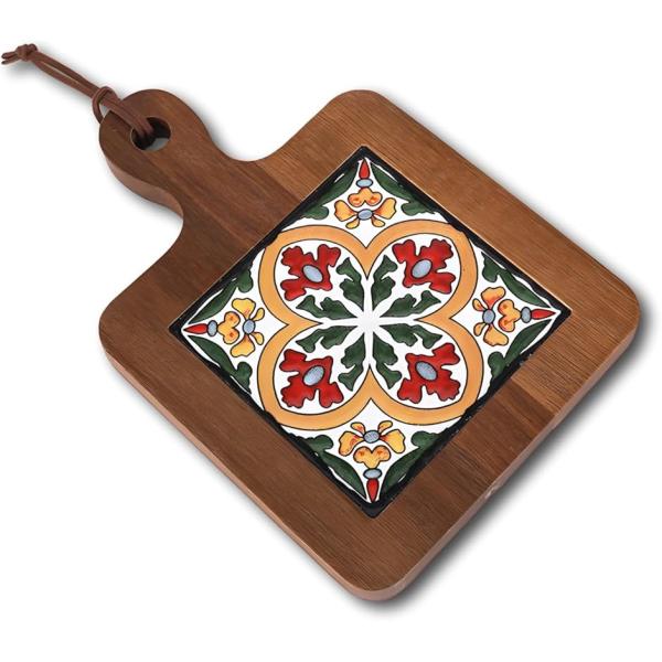 鍋敷き 木製 耐熱 タイル 北欧 ポットマット (5)