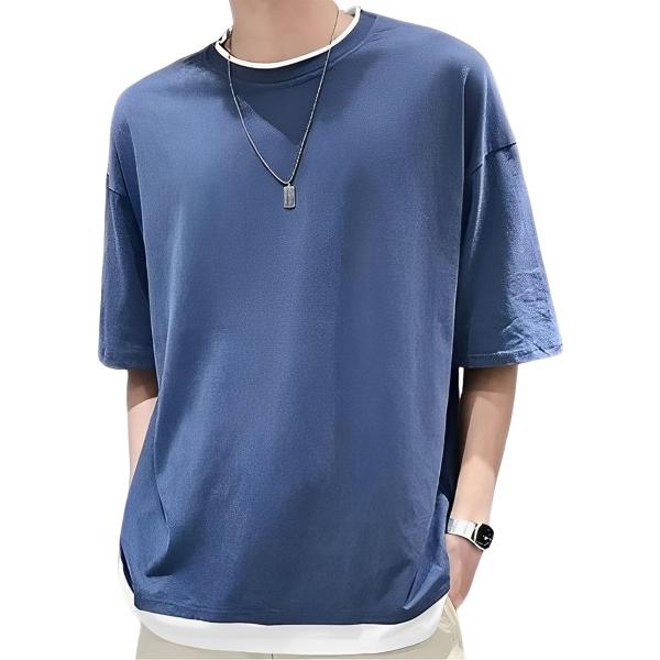 エンプティオ 無地 カットソー ビッグシルエット tシャツ 半袖 メンズ 韓国 クルーネック トレー...